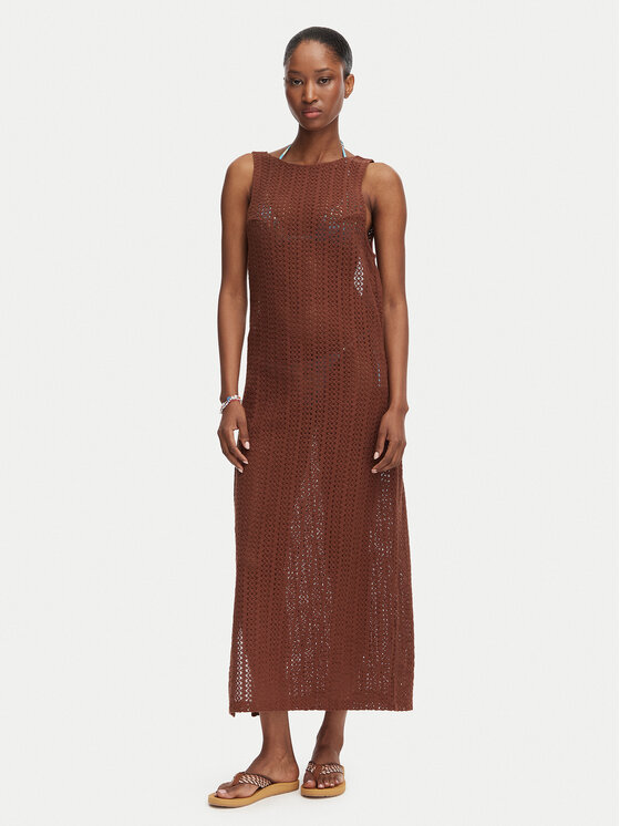 Roxy Sukienka plażowa Playa Mood ERJX603495 Brązowy ciemny Regular Fit