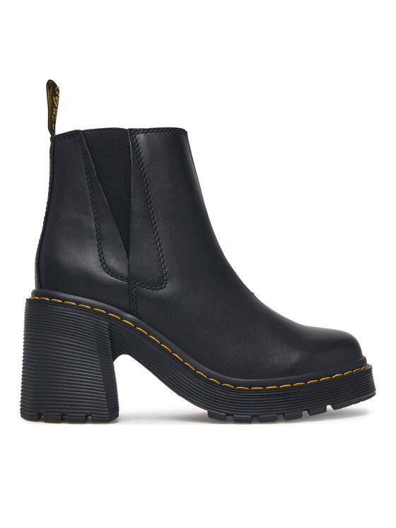 Dr. Martens Botki Spence Leather Flared Heel DM26440001 Czarny
