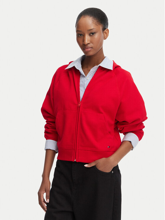 Tommy Jeans Bluza Flag DW0DW22834 Czerwony Boxy Fit