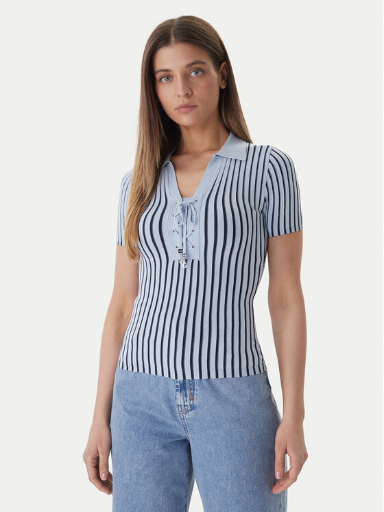 Guess Sweter W6GR09 Z0590 Błękitny Regular Fit