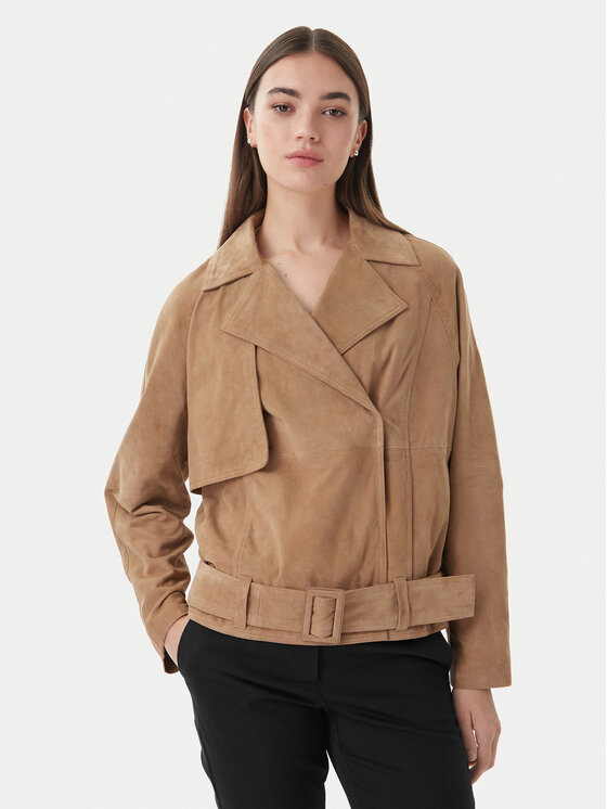 Marella Kurtka skórzana Epoca 2613441061 Beżowy Regular Fit