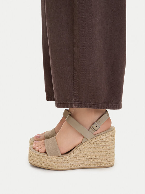 Calvin Klein Espadryle Wedge Espad 70 Webbing Lth HW0HW02901 Beżowy
