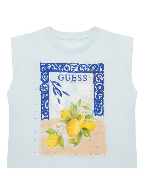 Guess Top J6GI12 K8HM4 Błękitny Regular Fit
