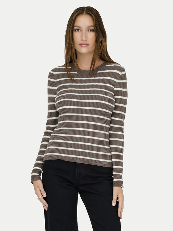 ONLY Sweter Louisa 15344579 Brązowy Slim Fit