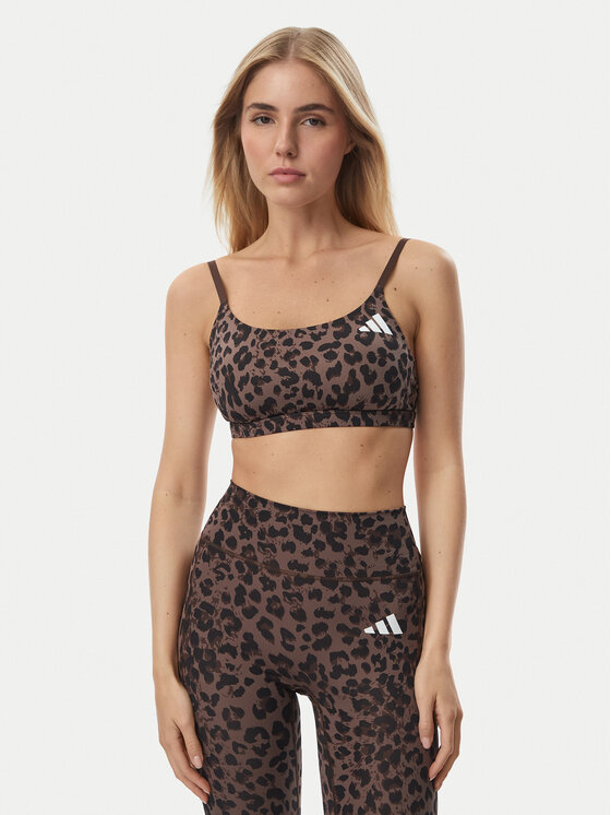 adidas Biustonosz sportowy Optime Essentials 3-Stripes KZ2515 Brązowy