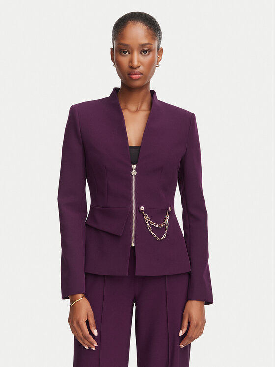 Rinascimento Marynarka CFC0130160003 Bordowy Slim Fit