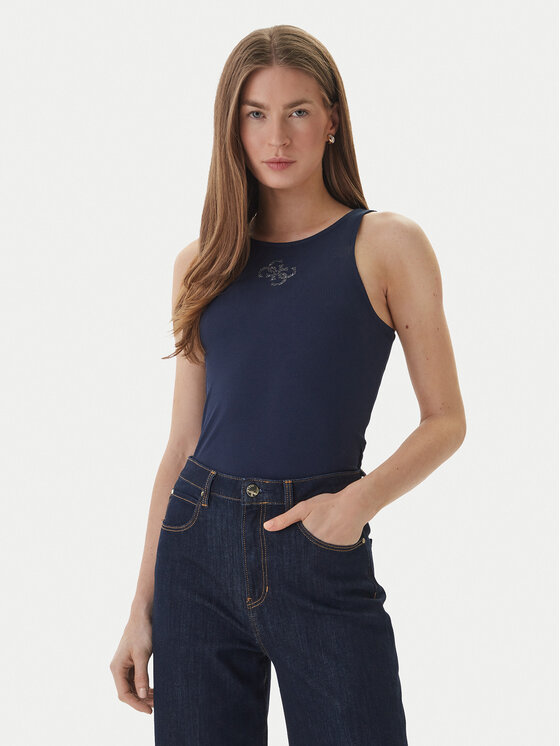 Guess Top W6RP39 KD092 Granatowy Regular Fit