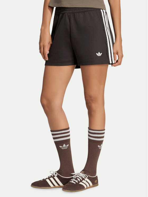 adidas Szorty sportowe Lace 3 Stripes LG4266 Brązowy Regular Fit