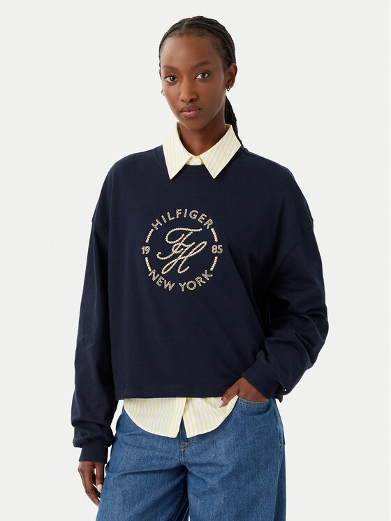 Tommy Hilfiger Bluza WW0WW50969 Granatowy Relaxed Fit