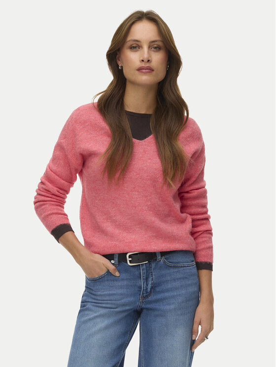 Vero Moda Sweter Crewlefile 10233357 Koralowy Loose Fit