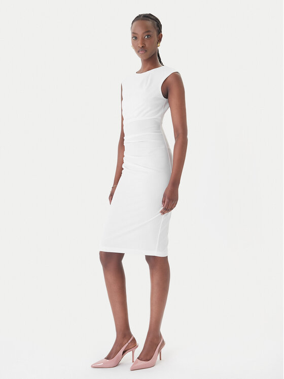 Rinascimento Sukienka koktajlowa CFC0127683003 Biały Slim Fit