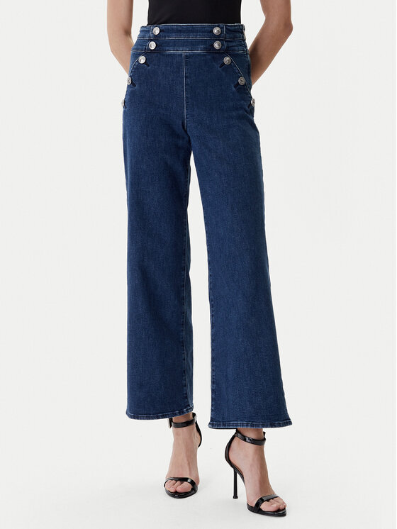 Guess Jeansy W6RA3R D0910 Granatowy Wide Leg