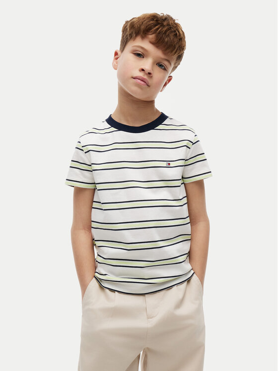 Tommy Hilfiger T-Shirt Essential KB0KB06879 Kremowy Regular Fit