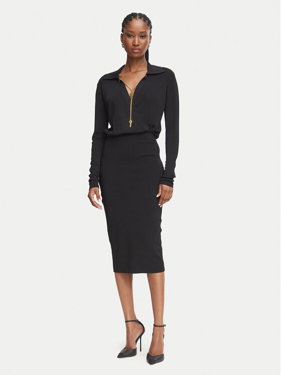 Elisabetta Franchi Sukienka koktajlowa AM-19S-66E2-V500 Czarny Slim Fit