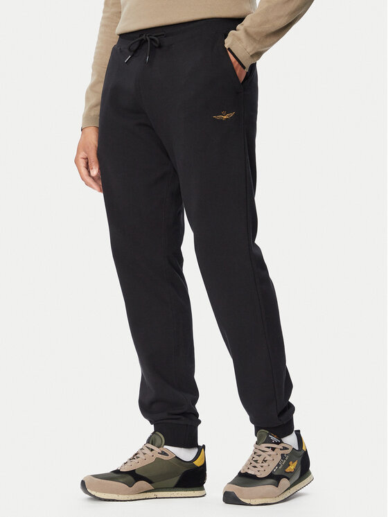 Aeronautica Militare Spodnie dresowe 262PF1008UF00662 Czarny Regular Fit