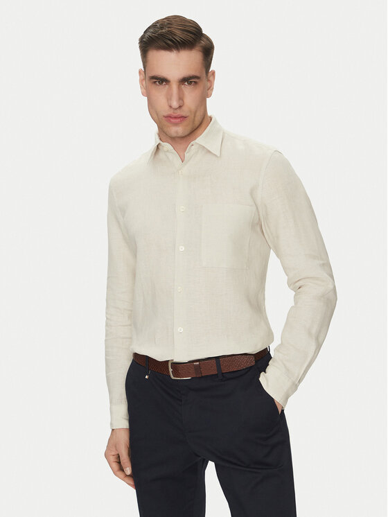 Marc O'Polo Koszula 523 7428 42318 Kremowy Regular Fit