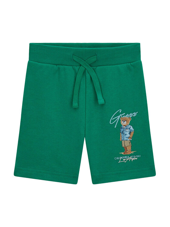 Guess Szorty sportowe N6GD04 KA6R4 Zielony Regular Fit