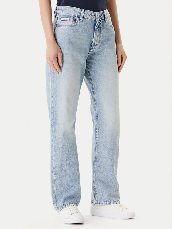 Calvin Klein Jeans Jeansy Signature 90s LV147C700G Niebieski Straight Fit