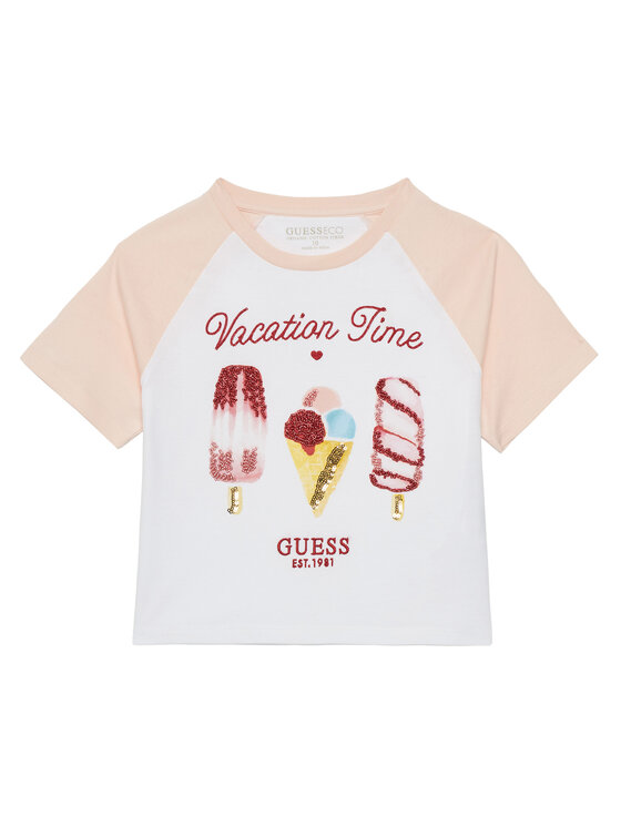 Guess T-Shirt J5GI06 K8HM4 Biały Boxy Fit