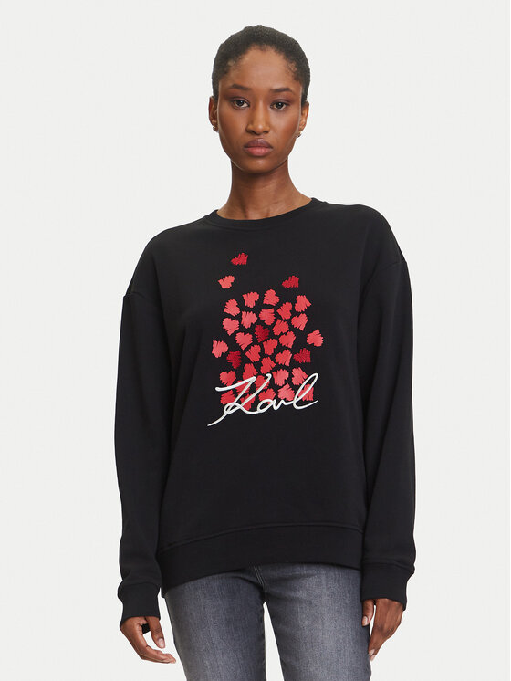 KARL LAGERFELD Bluza A3W20006 Czarny Regular Fit