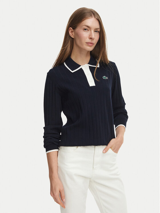 Lacoste Sweter AF8544 Granatowy Regular Fit