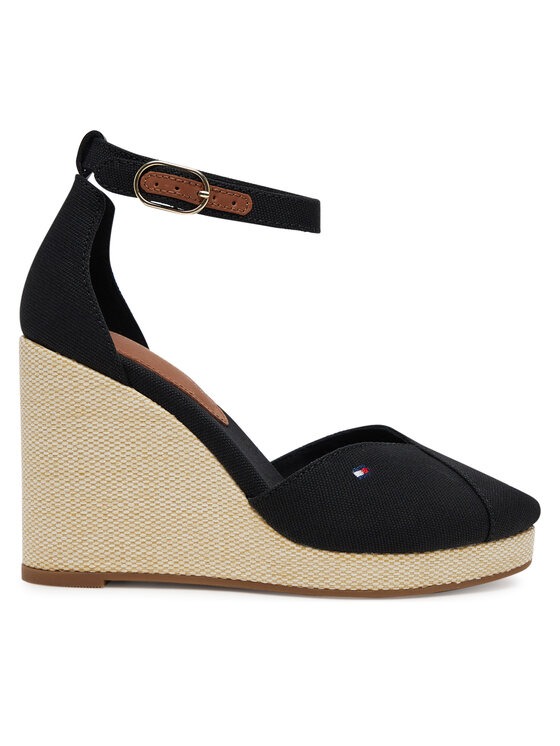 Tommy Hilfiger Półbuty Flag High Wedge Espad Closed Toe FW0FW08494 Czarny