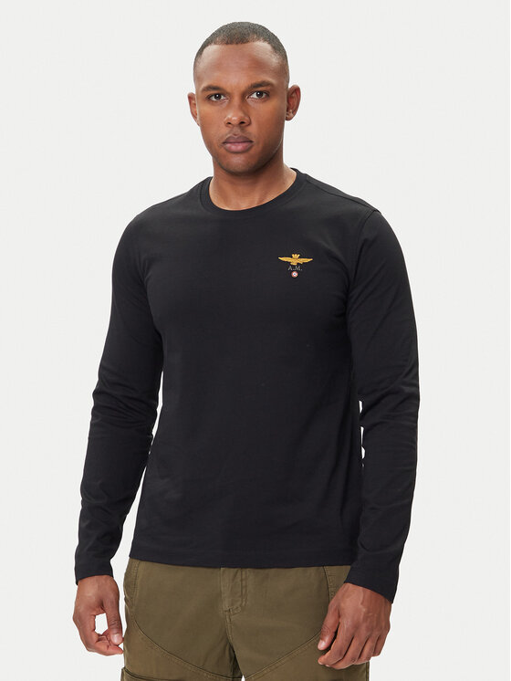 Aeronautica Militare Longsleeve 262TS2390UJ00372 Czarny Regular Fit