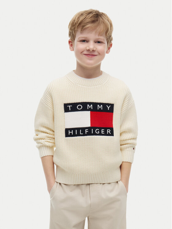 Tommy Hilfiger Sweter Heritage KB0KB10071 Beżowy jasny Regular Fit