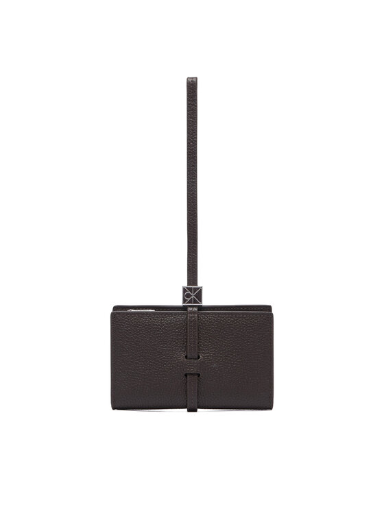 Calvin Klein Portfel Emblem Hw Pebble Wallet On Strap LV04F1130G Brązowy