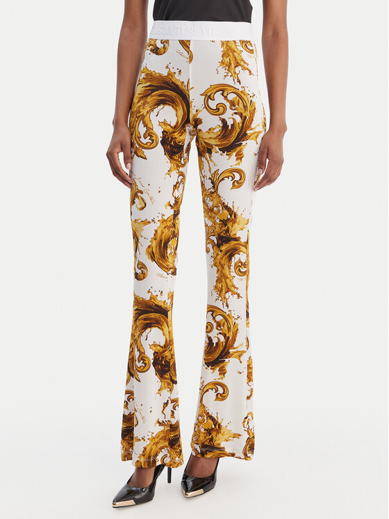 Versace Jeans Couture Legginsy 80HAC107 JS533 Biały Flare Fit