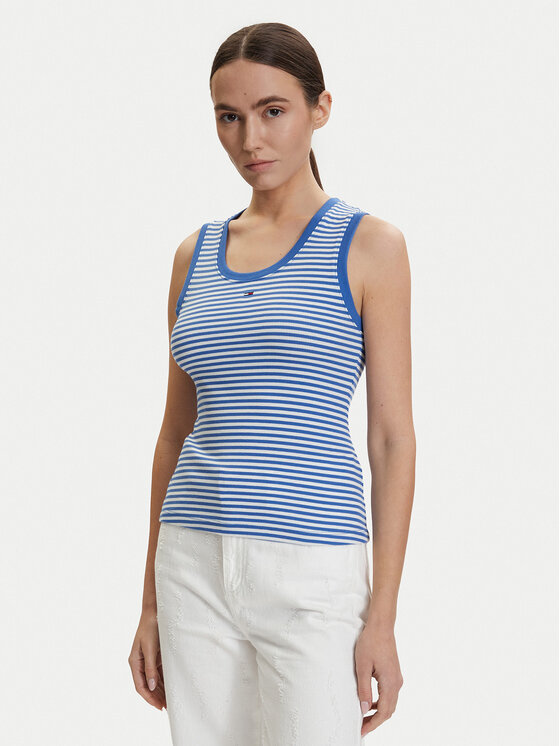 Tommy Jeans Top DW0DW20673 Niebieski Slim Fit