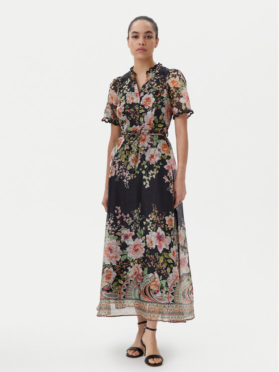 Hale Bob Sukienka letnia with silk 4YPR654M Czarny Regular Fit