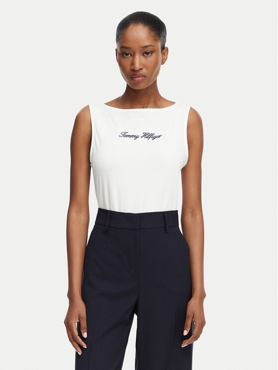 Tommy Hilfiger Top Classic WW0WW50947 Biały Regular Fit