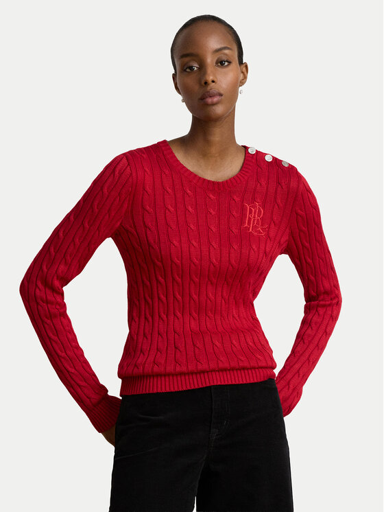 LAUREN RALPH LAUREN Sweter 200P14039501 Czerwony Regular Fit