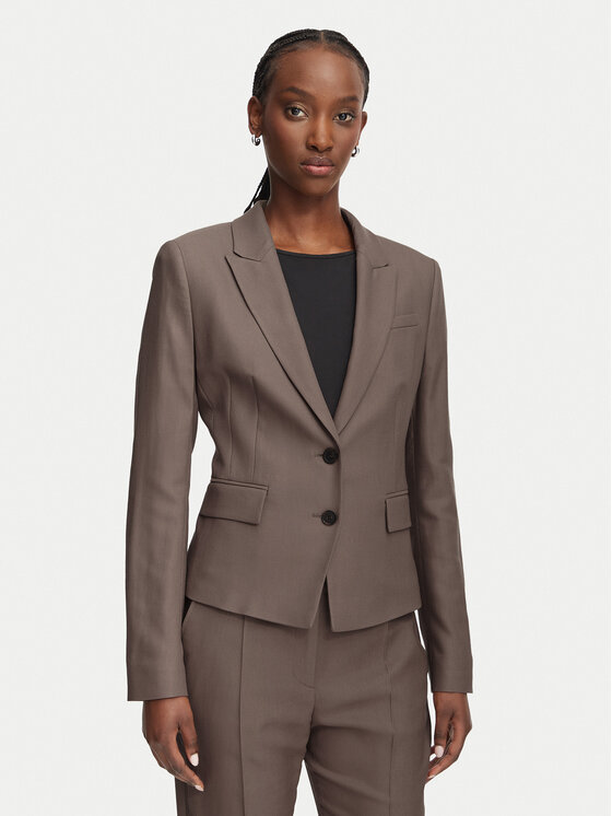 BOSS Marynarka Jia18 50564479 Brązowy Slim Fit