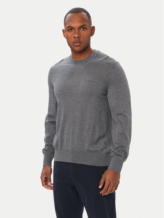 BOSS Sweter Leno 50571914 Szary ciemny Regular Fit