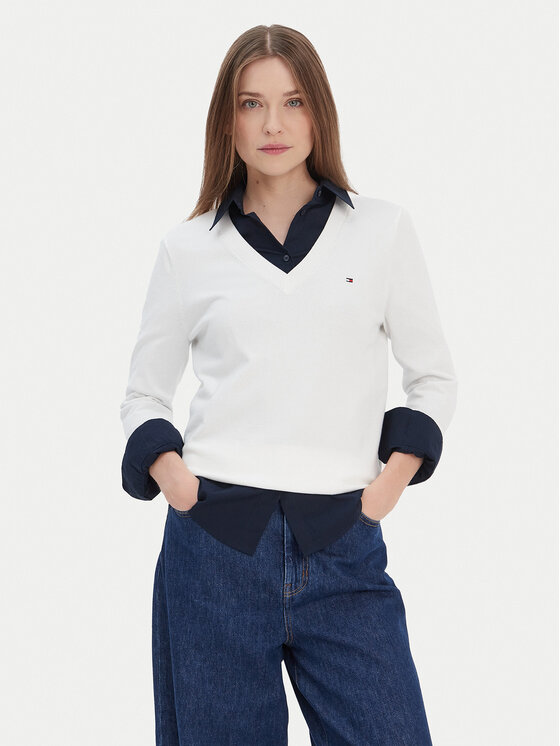 Tommy Hilfiger Sweter WW0WW42049 Biały Regular Fit