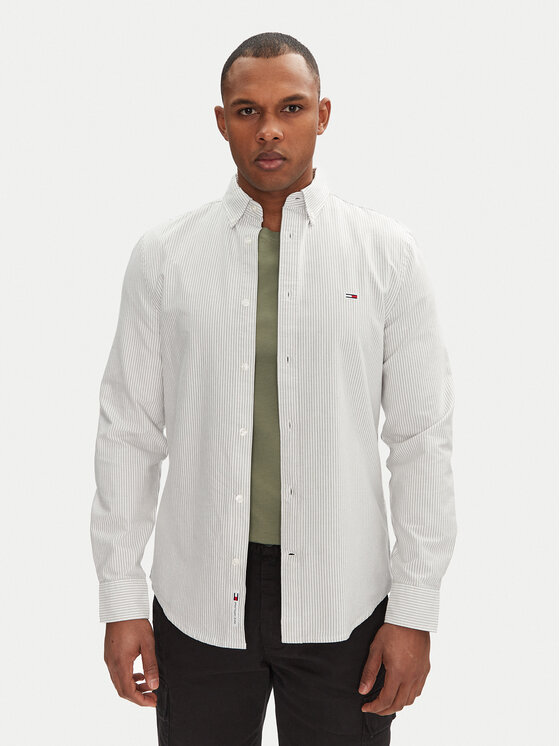 Tommy Jeans Koszula DM0DM20668 Zielony Slim Fit