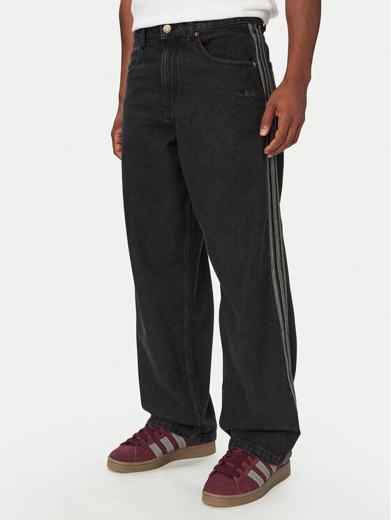 adidas Jeansy Sst Denim Jeans Mid-Rise Straight Leg IB6947 Czarny Loose Fit
