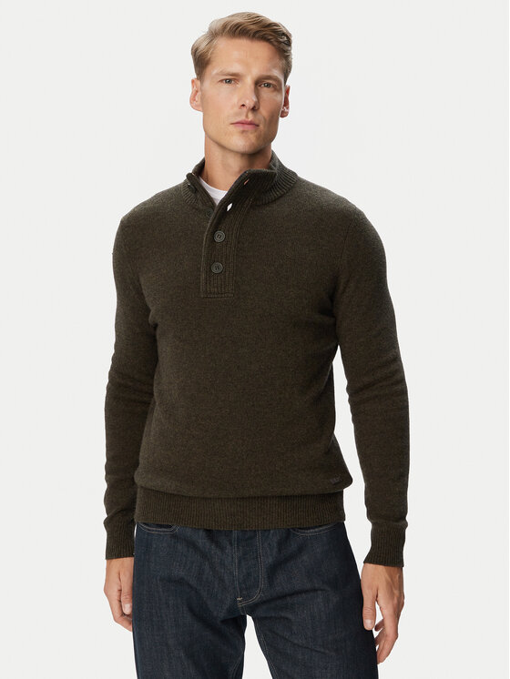 Barbour Sweter Elbow MKN0585GN73 Khaki Regular Fit