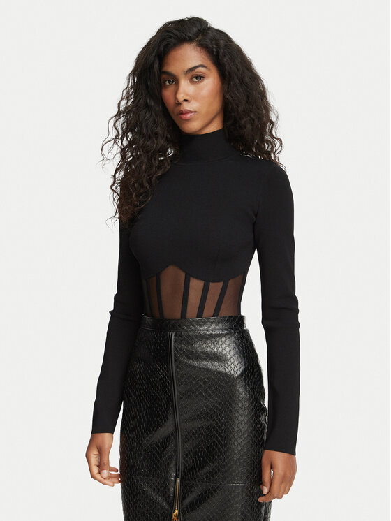 Elisabetta Franchi Body BK-05S-67E2-V350 Czarny Fitted Fit