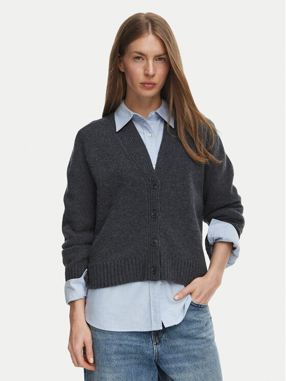 Tommy Hilfiger Kardigan Blend WW0WW52309 Szary ciemny Regular Fit