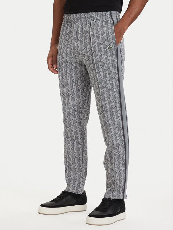 Lacoste Spodnie dresowe Paris Monogram XH1440 Szary Regular Fit