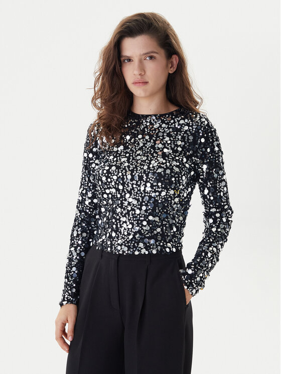 ONLY Bluzka Catina 15358382 Czarny Slim Fit