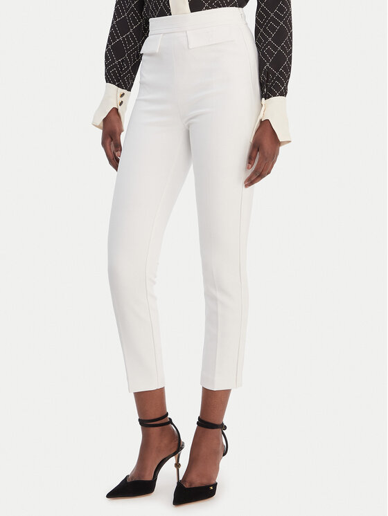 Elisabetta Franchi Spodnie materiałowe PA-170-61E2-V290 Biały Regular Fit