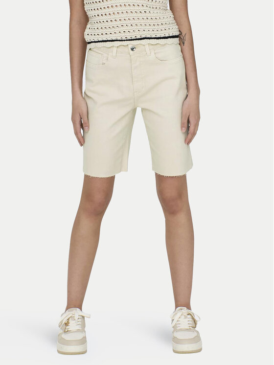 ONLY Szorty jeansowe Emily 15311258 Kremowy Mom Fit