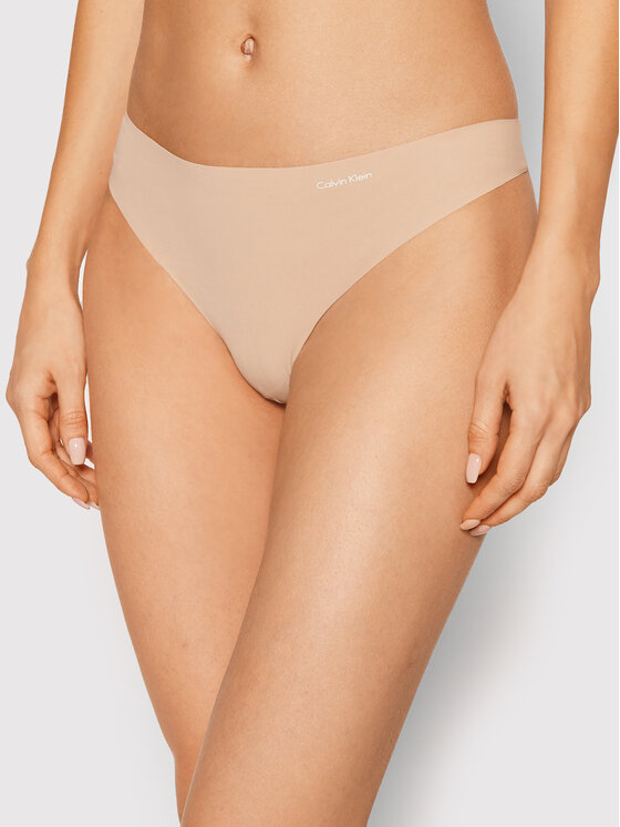 Calvin Klein Underwear Stringi 0000D3428E Beżowy