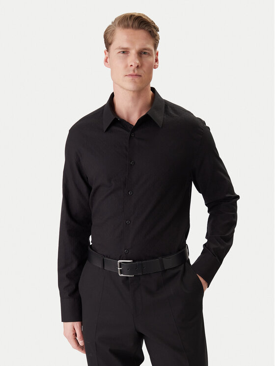 Calvin Klein Koszula Easy LV04LE111G Czarny Relaxed Fit