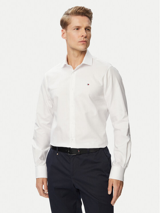 Tommy Hilfiger Koszula MW0MW43747 Biały Slim Fit