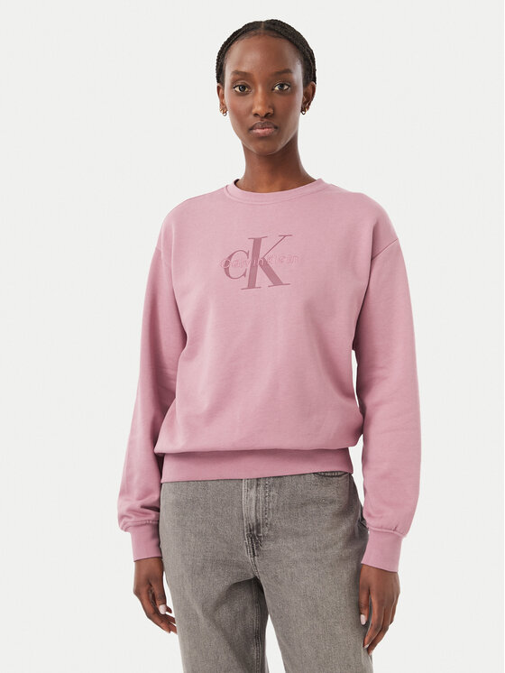 Calvin Klein Jeans Bluza Monologo LV047B234G Różowy ciemny Regular Fit